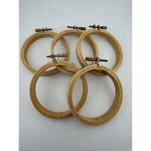 SET of 5 Wood Embroidery Hoops Wooden Vintage 3 inches Needlework
